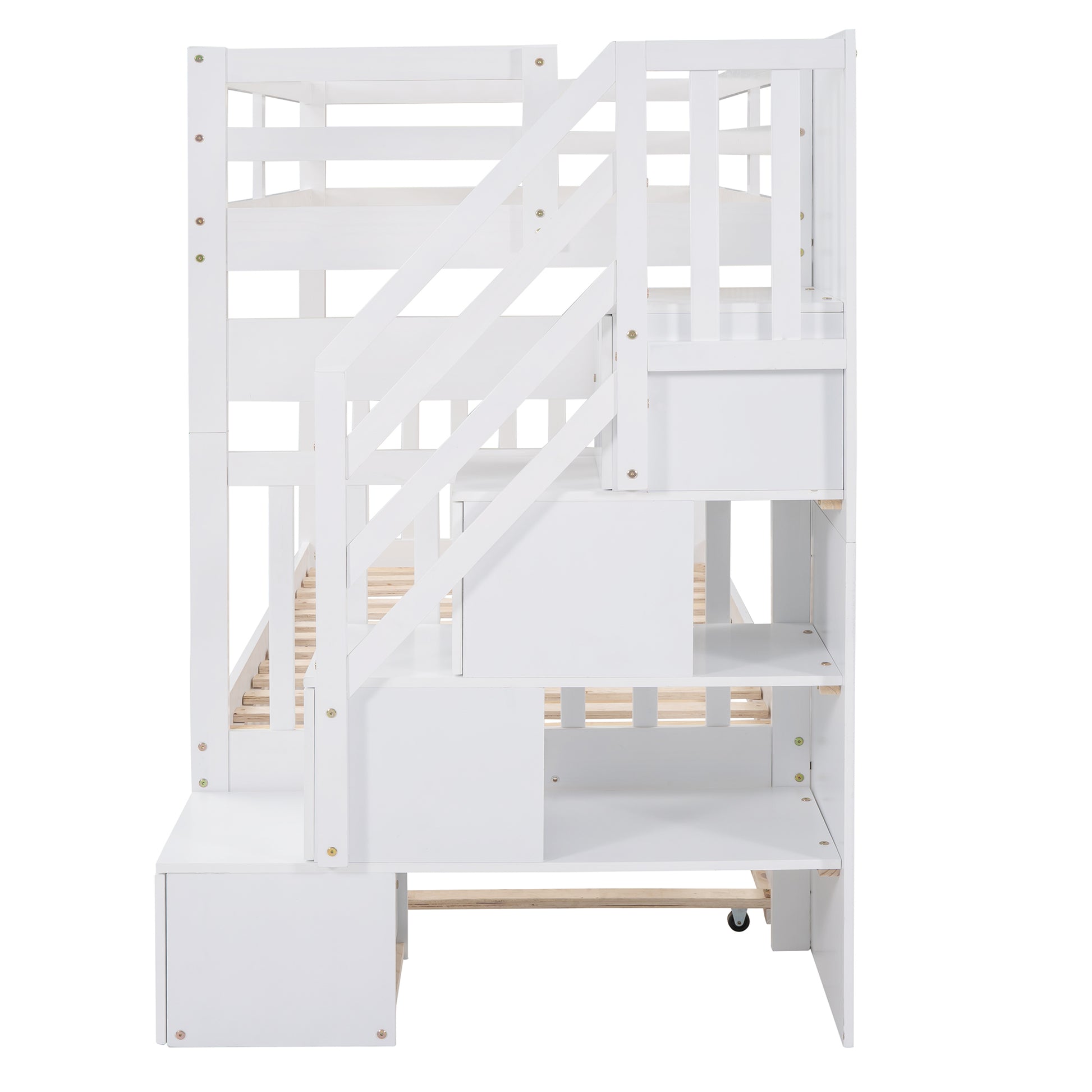 Twin Over Twin Full Bunk Bed With Twin Size Trundle White Old Sku :Lp000025Aak White Solid Wood