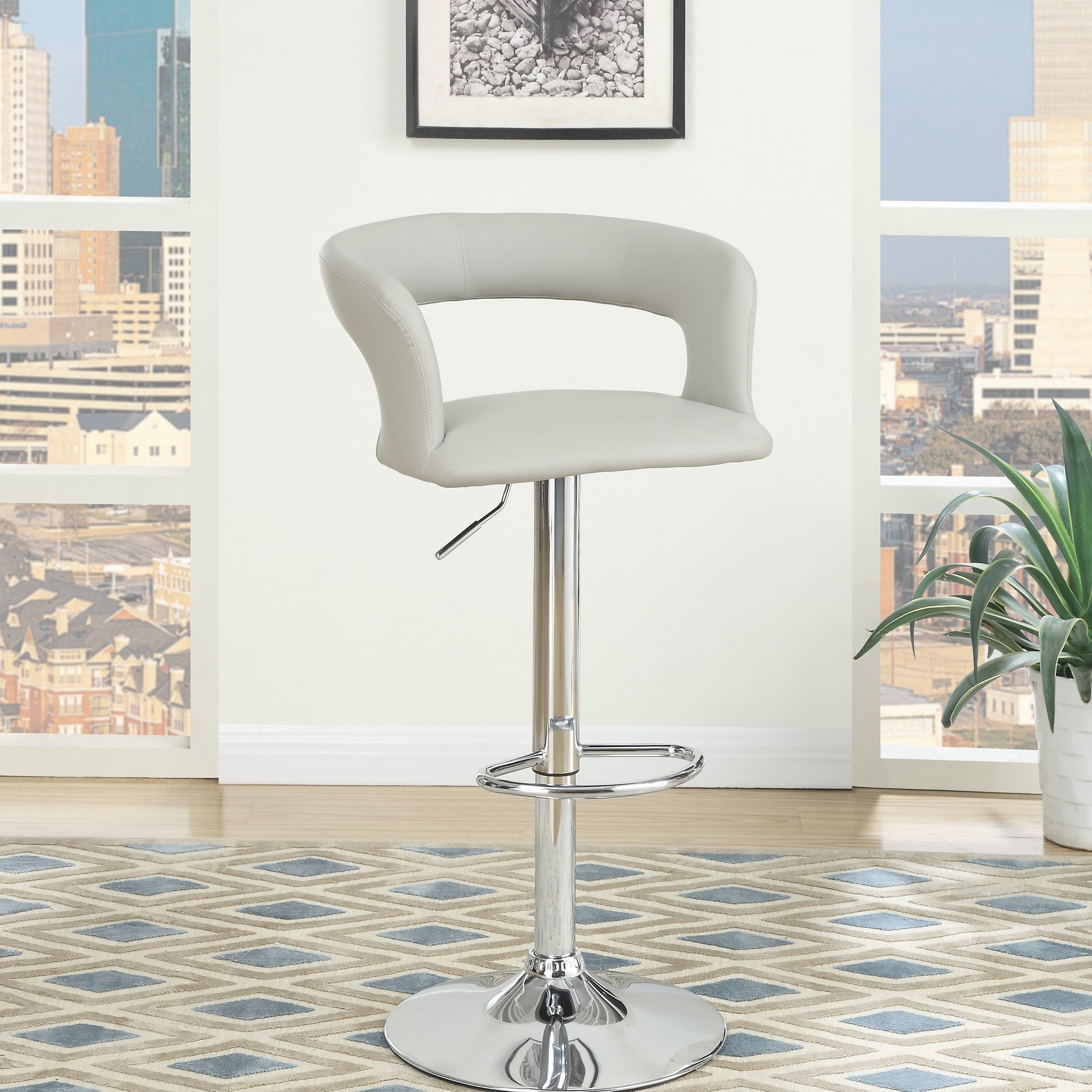 Bar Stool Counter Height Chairs Set of 2 Adjustable gray-dining room-modern-fabric