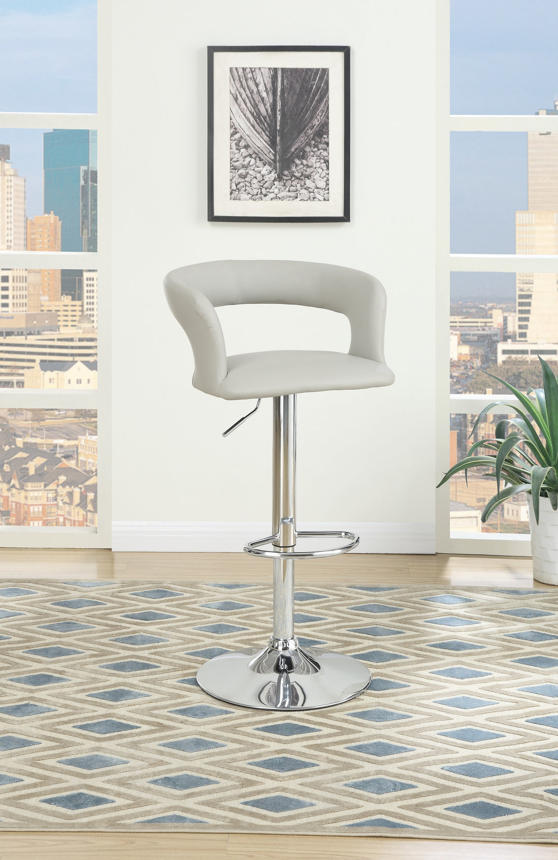 Bar Stool Counter Height Chairs Set of 2 Adjustable gray-dining room-modern-fabric