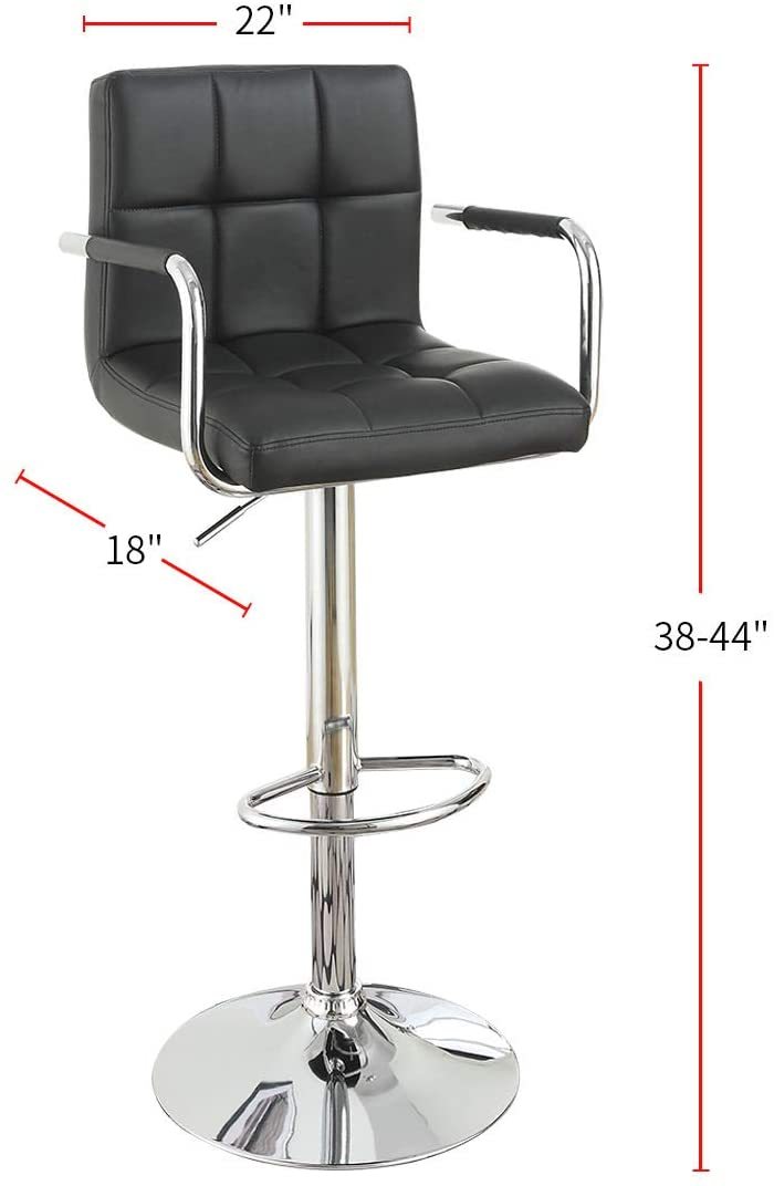 Black Faux Leather Bar Stool Counter Height Chairs Set black-dining