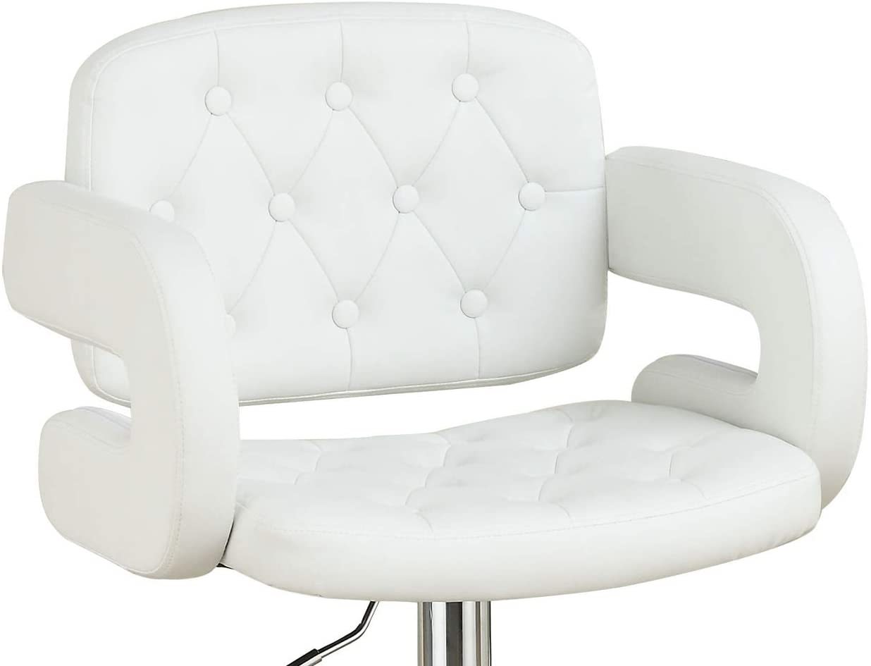 Classic Armrest Tufted White Faux Leather Upholstered white-dining