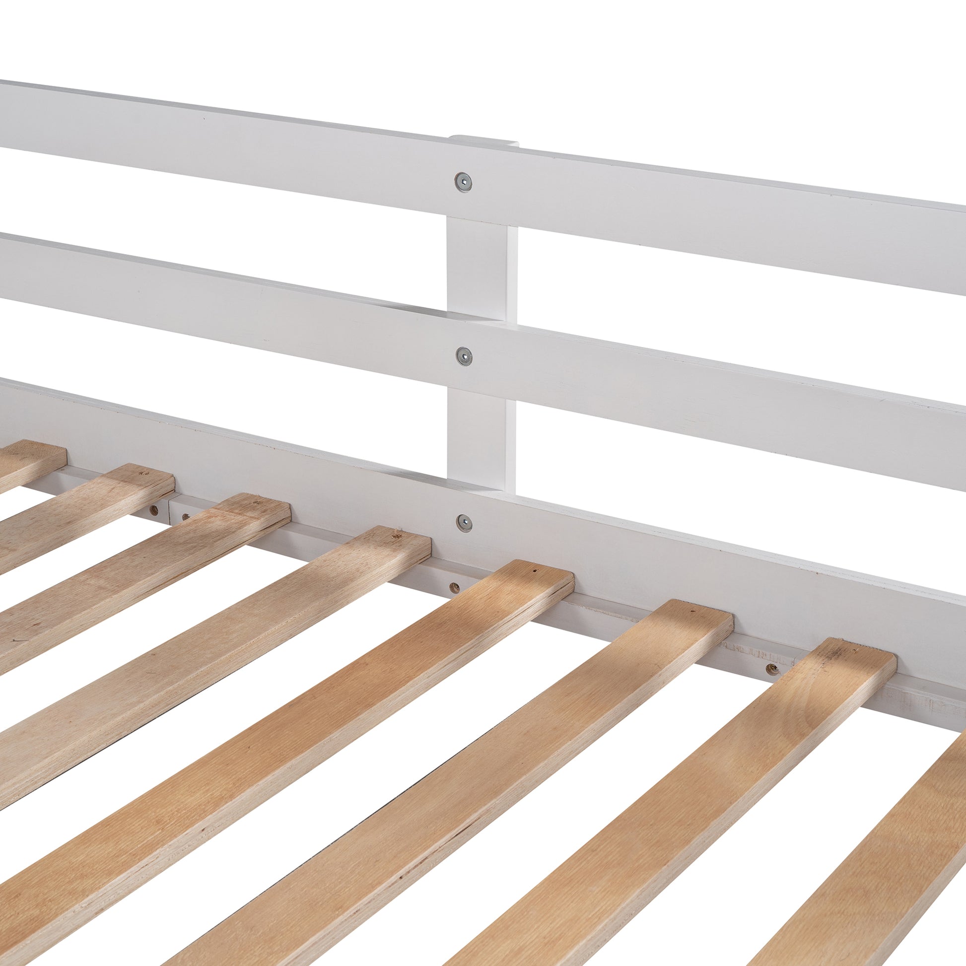 Twin Over Twin Bunk Bed With Twin Size Trundle And 3 Storage Stairs,White Old Sku :Lp000064Aak White Solid Wood