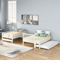 Twin Over Twin Full Bunk Bed With Twin Size Trundle White Old Sku :Lp000025Aak White Solid Wood