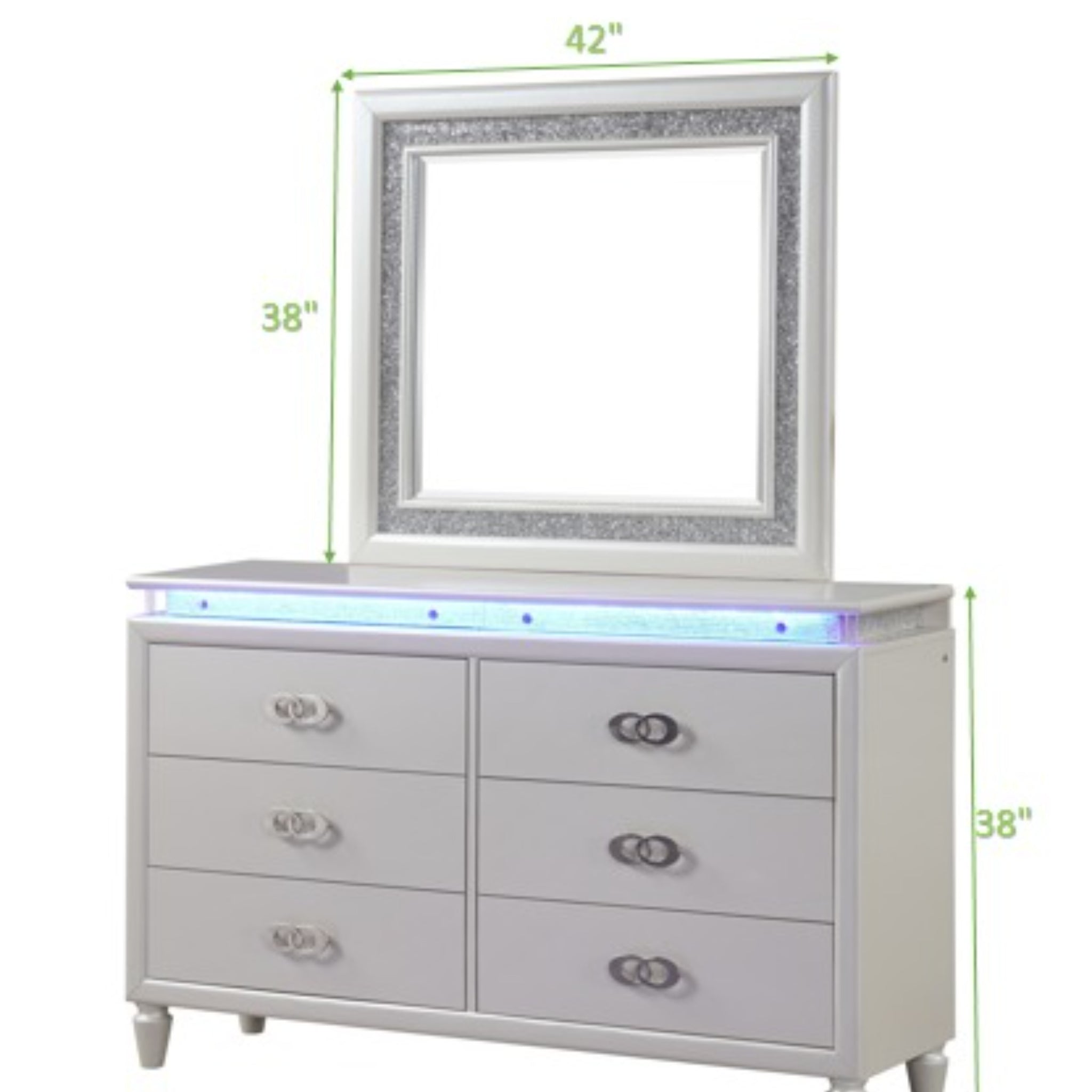 Passion Dresser Milky White White Solid Wood