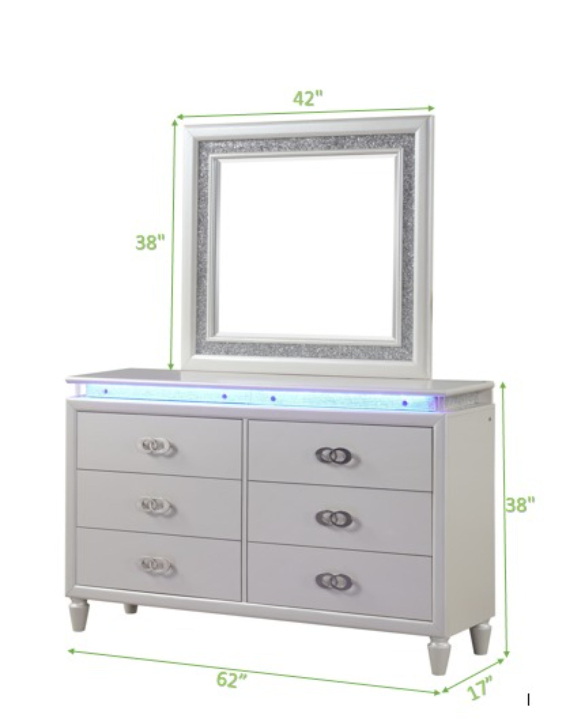 Passion Dresser Milky White White Solid Wood