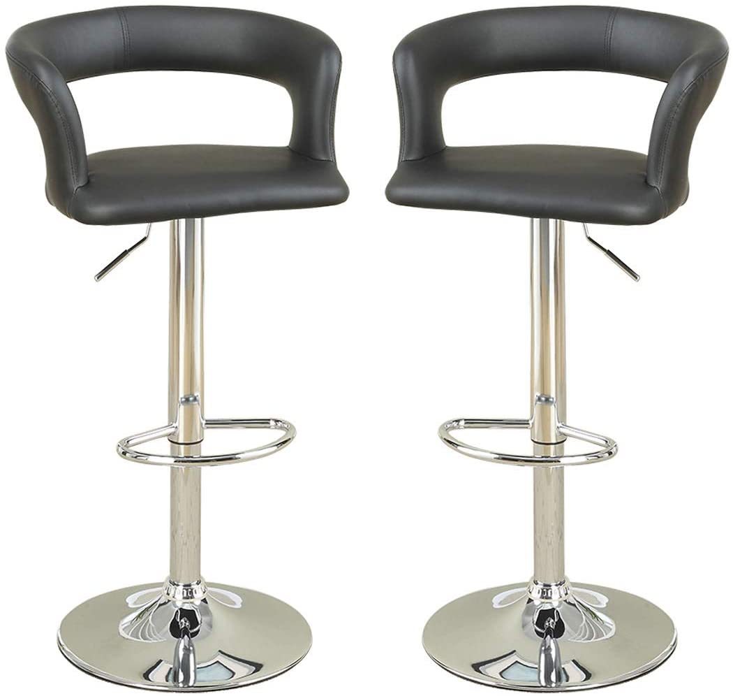 Bar Stool Counter Height Chairs Set of 2 Adjustable black-dining room-modern-fabric