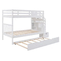 Twin Over Twin Full Bunk Bed With Twin Size Trundle White Old Sku :Lp000025Aak White Solid Wood