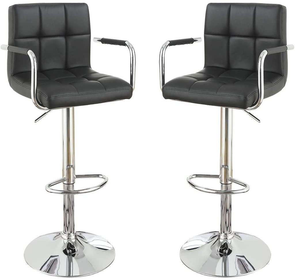 Brown Faux Leather Bar Stool Counter Height Chairs Set brown-dining room-contemporary-modern-fabric