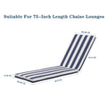 1Pcs Outdoor Lounge Chair Cushion Replacement Patio Funiture Seat Cushion Chaise Lounge Cushion Blue Striped Polyester