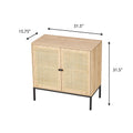 Rolland B Console Table Side Table With Rattan Doors Beige Yellow Rattan Mdf