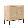 Rolland B Console Table Side Table With Rattan Doors Beige Yellow Rattan Mdf