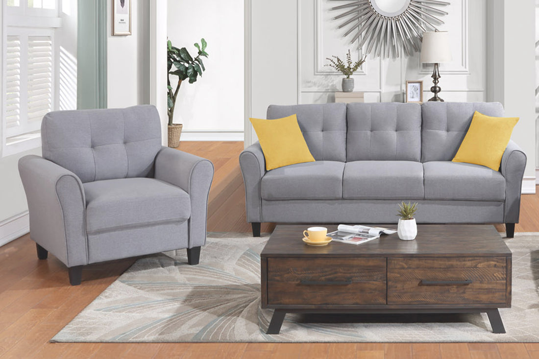 Modern Living Room Sofa Set Linen Upholstered Couch Furniture For Home Or Office ,Light Grey Blue, 1 3 Seat,Old Sku:Sg000371Aaa Light Grey Blue Foam Linen 4 Seat