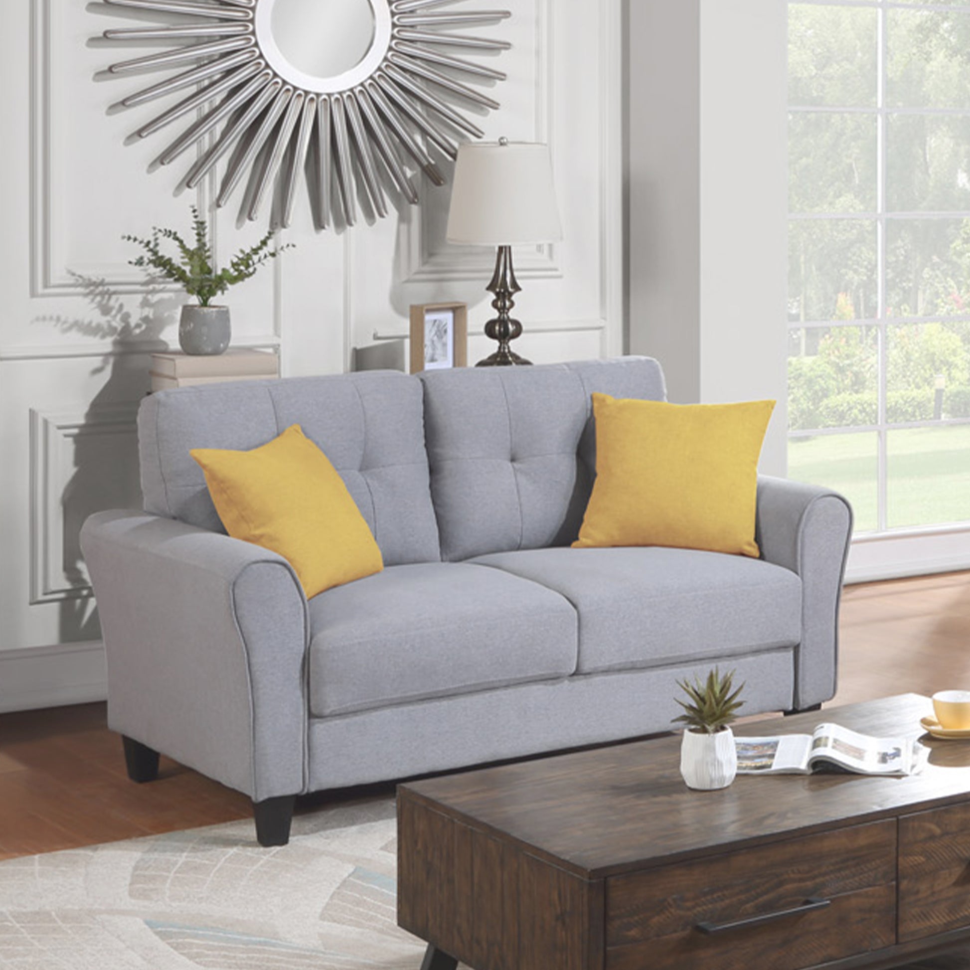 Modern Living Room Sofa Set Linen Upholstered Couch Furniture For Home Or Office ,Light Grey Blue, 1 2 3 Seat,Old Sku:Sg000373Aaa Light Grey Blue Foam Linen 6 Seat