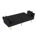 Black Velvet Tufted Sofa Couch With 2 Pillows And Trim Black Velvet Wood Tufted Back Foam Velvet 2 Seat