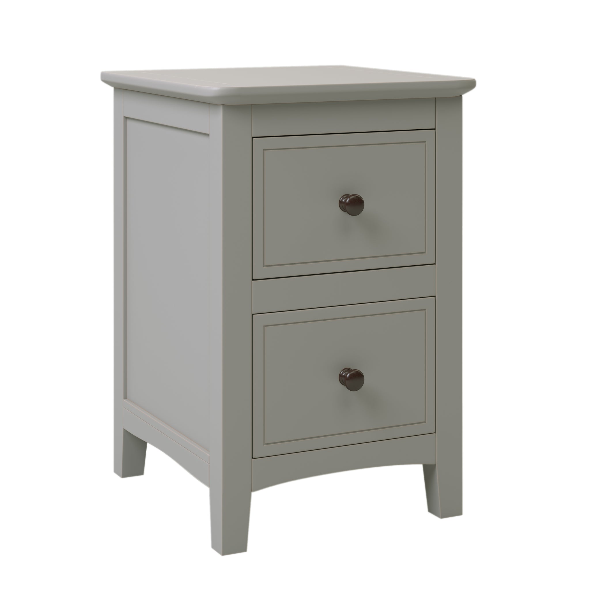 2 Drawers Solid Wood Nightstand End Table, Gray gray-solid wood