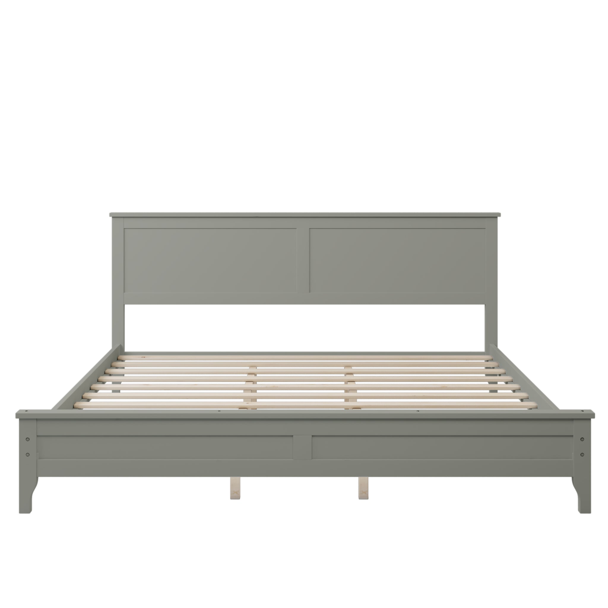 Modern Gray Solid Wood King Platform Bed gray-solid wood
