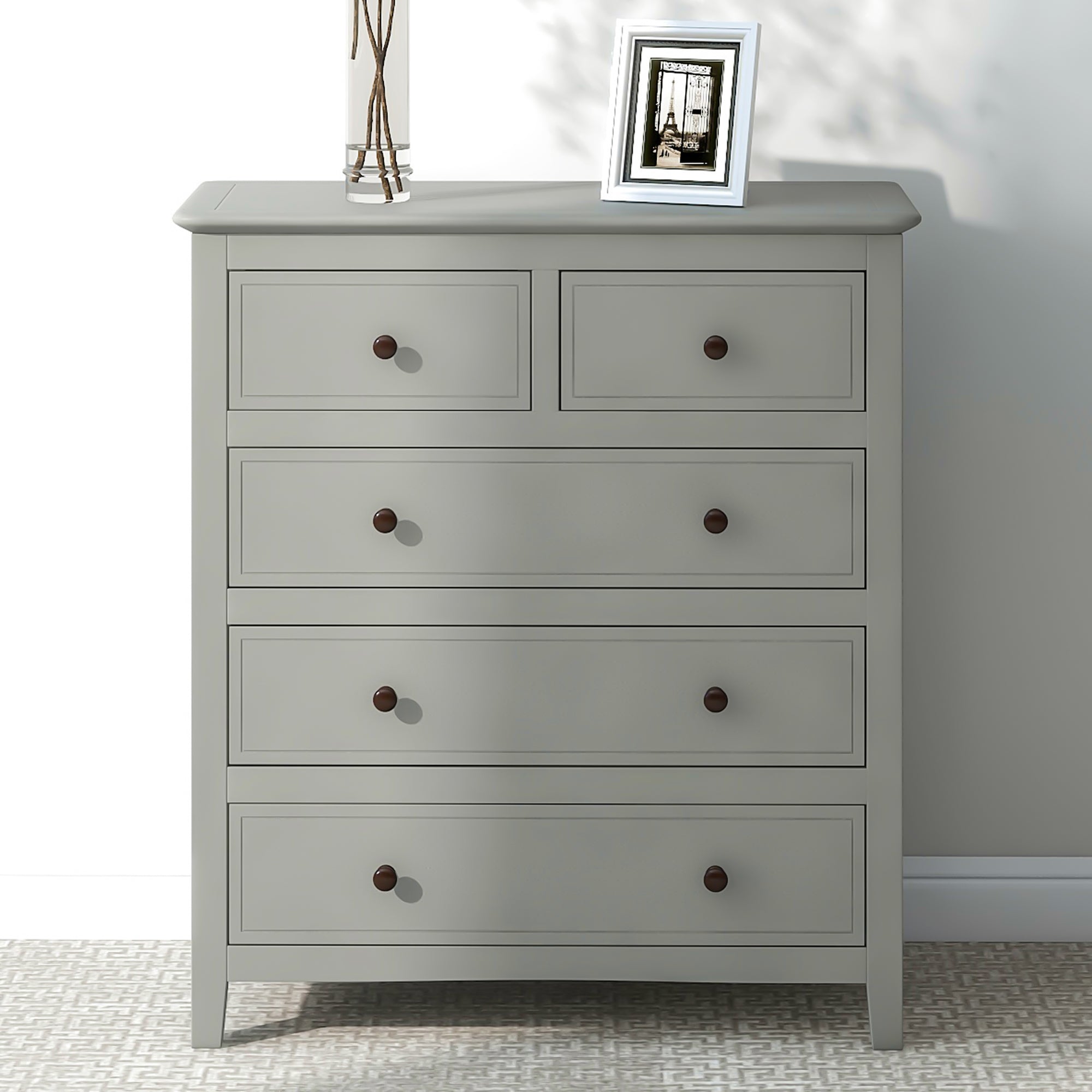 5 Drawers Solid Wood Chest, Gray OLD SKU:WF288863AAG gray-solid wood
