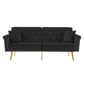 Black Velvet Tufted Sofa Couch With 2 Pillows And Trim Black Velvet Wood Tufted Back Foam Velvet 2 Seat