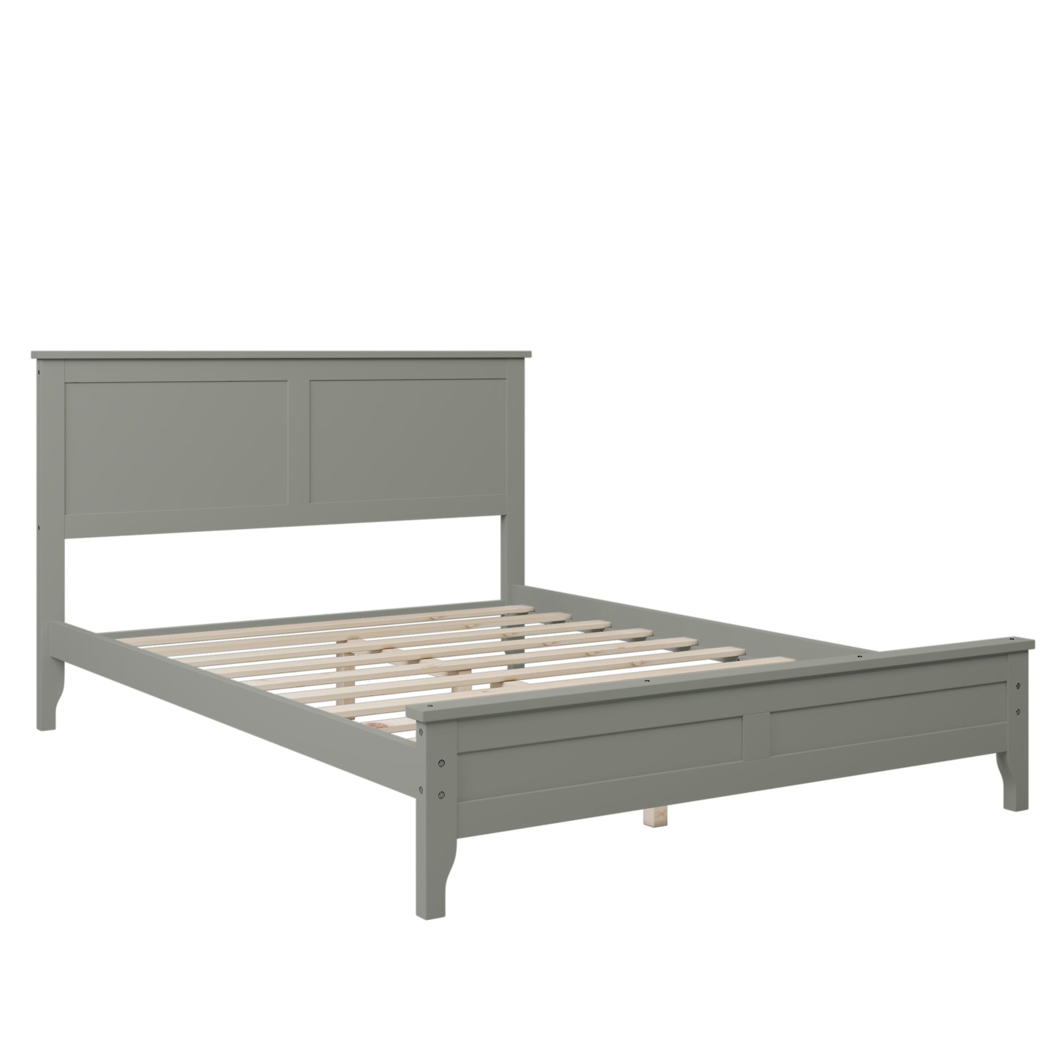 Modern Gray Solid Wood Full Platform Bed old gray-solid wood
