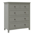 5 Drawers Solid Wood Chest, Gray Old Sku:Wf283150Aag Gray Solid Wood