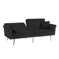 Black Velvet Tufted Sofa Couch With 2 Pillows And Trim Black Velvet Wood Tufted Back Foam Velvet 2 Seat