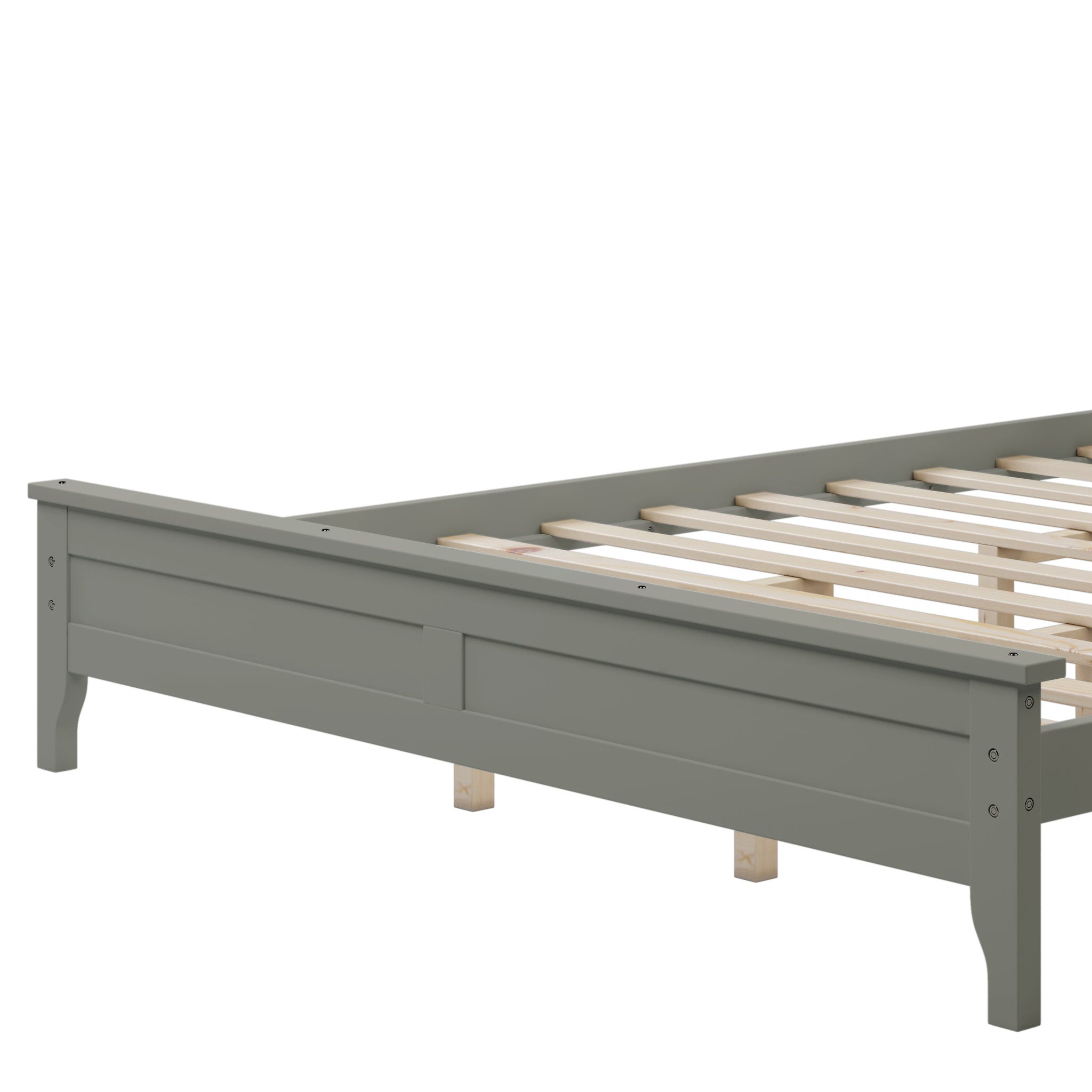 Modern Gray Solid Wood Queen Platform Bed old gray-solid wood