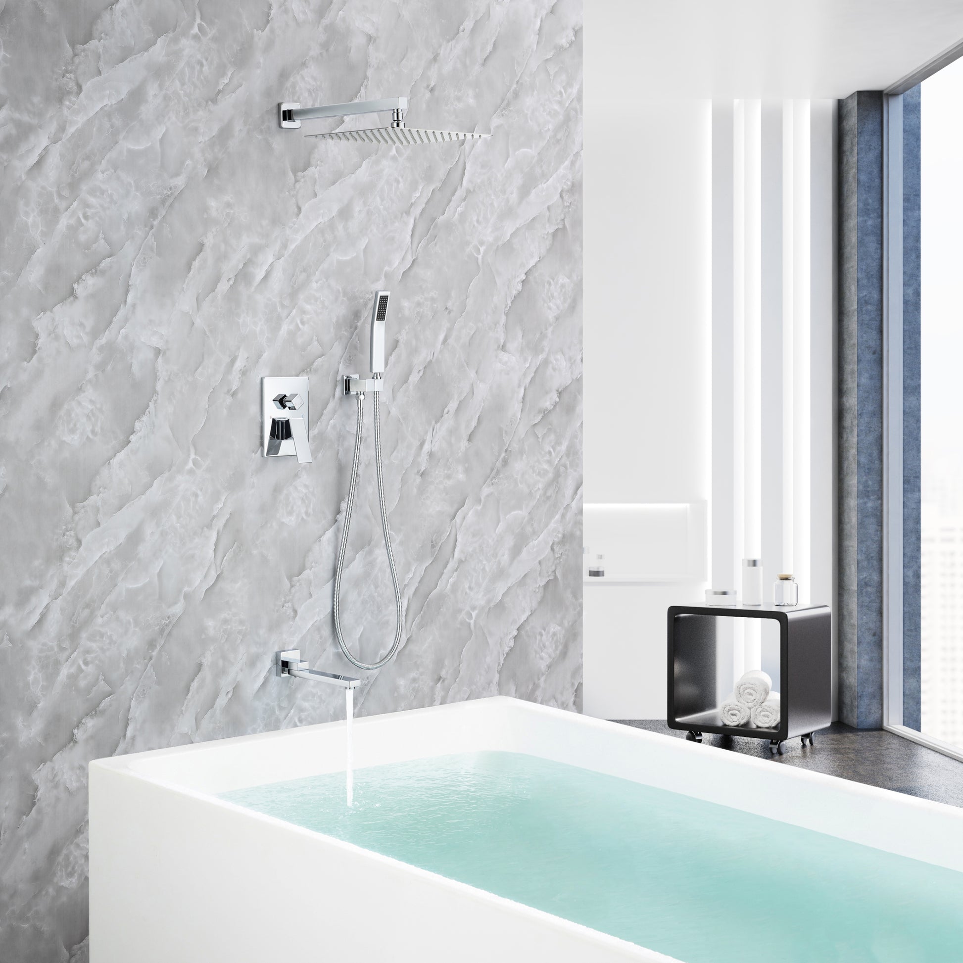 Rainfall 10 inch Shower System Bathroom Luxury Rain chrome-brass