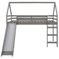 Twin Size Loft Bed With Slide, House Bed With Slide,Gray Old Sku :Wf281158Aae Gray Solid Wood