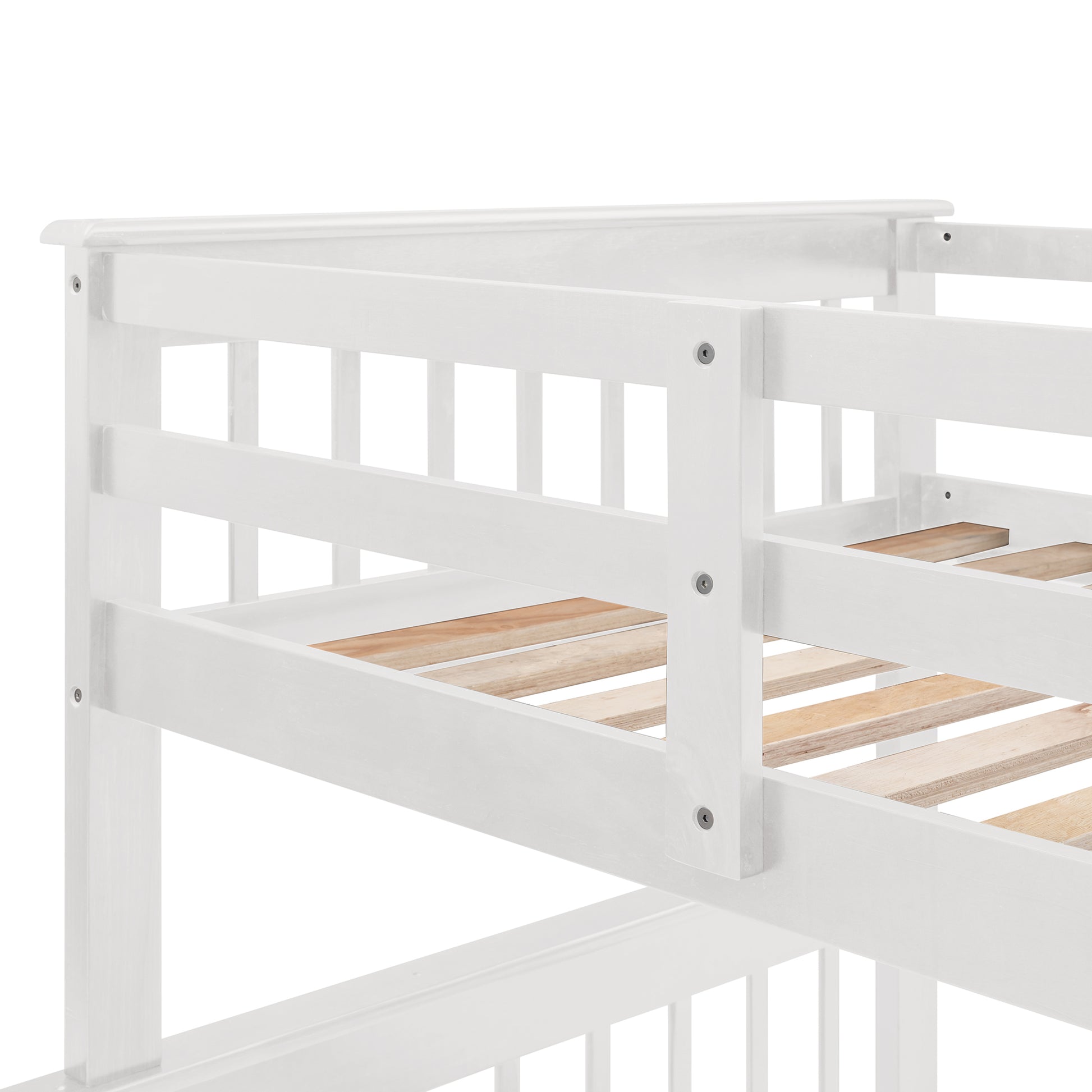 Stairway Twin Over Full Bunk Bed With Drawer, Storage And Guard Rail For Bedroom, Dorm, For Adults, White Color Old Sku :Lp000219Aak White Solid Wood