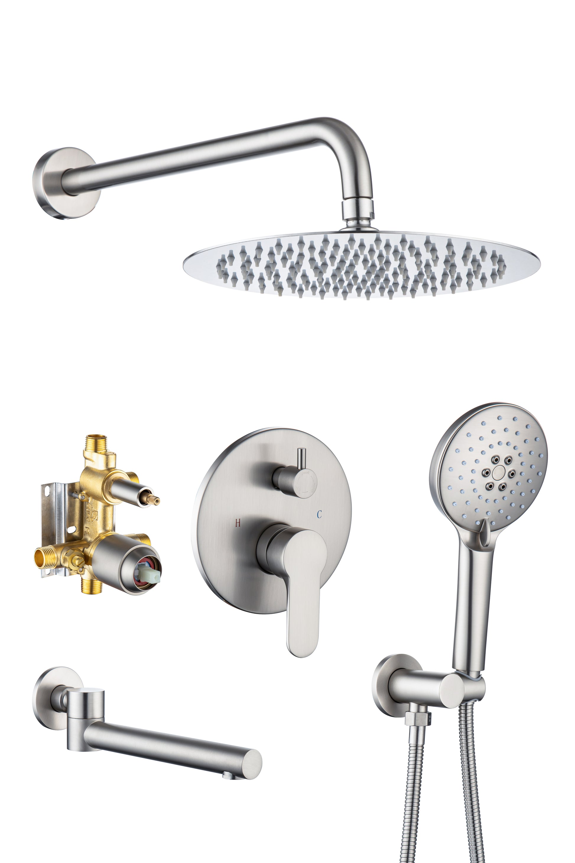 Tub Shower Faucets Sets Complete Bathtub Faucet Set brushed nickel-brass