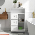 Bathroom Standing Storage Cabinet With 3 Drawers And 1 Door White White Mdf