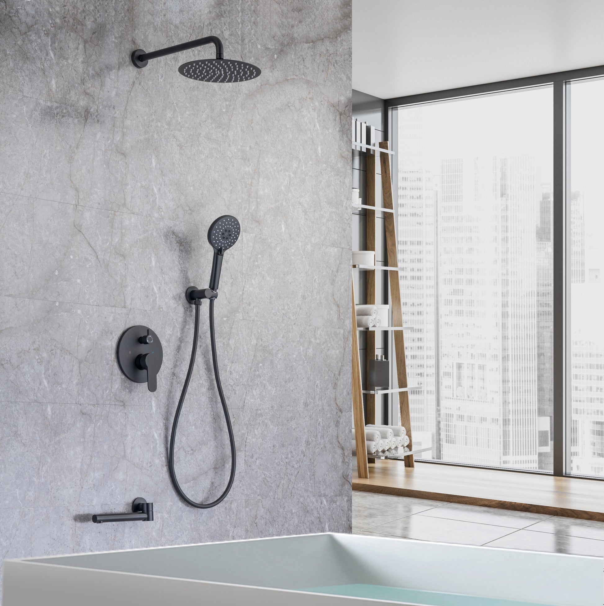 Tub Shower Faucets Sets Complete Bathtub Faucet Set black-brass