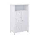 Bathroom Standing Storage Cabinet With 3 Drawers And 1 Door White White Mdf