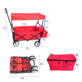 Garden Shopping Beach Cart Folding Wagon Red Red Metal