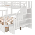 Stairway Twin Over Full Bunk Bed With Drawer, Storage And Guard Rail For Bedroom, Dorm, For Adults, White Color Old Sku :Lp000219Aak White Solid Wood