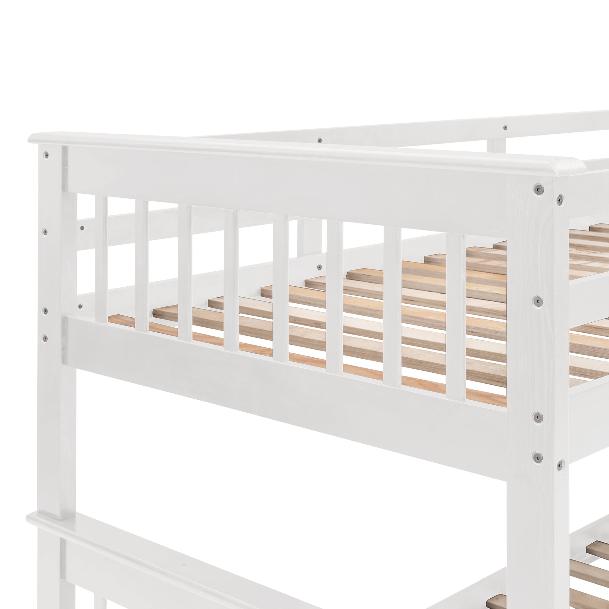 Stairway Twin Over Full Bunk Bed With Drawer, Storage And Guard Rail For Bedroom, Dorm, For Adults, White Color Old Sku :Lp000219Aak White Solid Wood