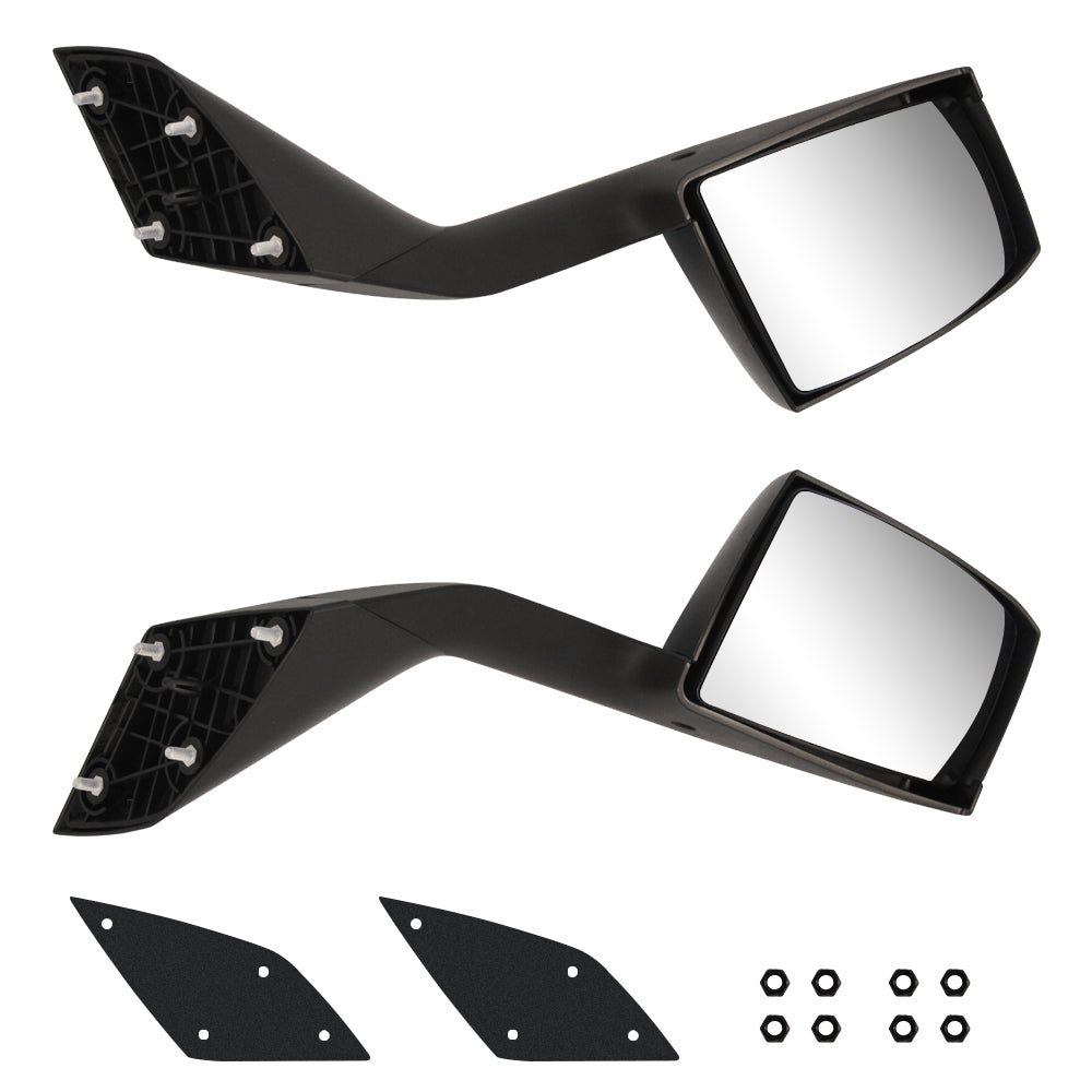 Black Hood Mirror Fits 2004 17 Volvo Vnl Driver & Passenger Side With Nuts&Mounting Black Abs