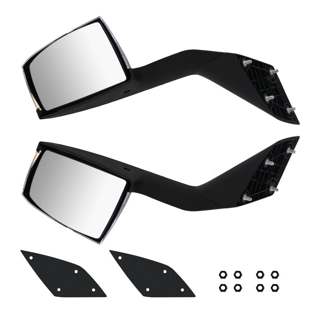 Chrome Hood Mirror 2PCS Fit 2004 2017 Volvo Vn Vnl chrome-abs