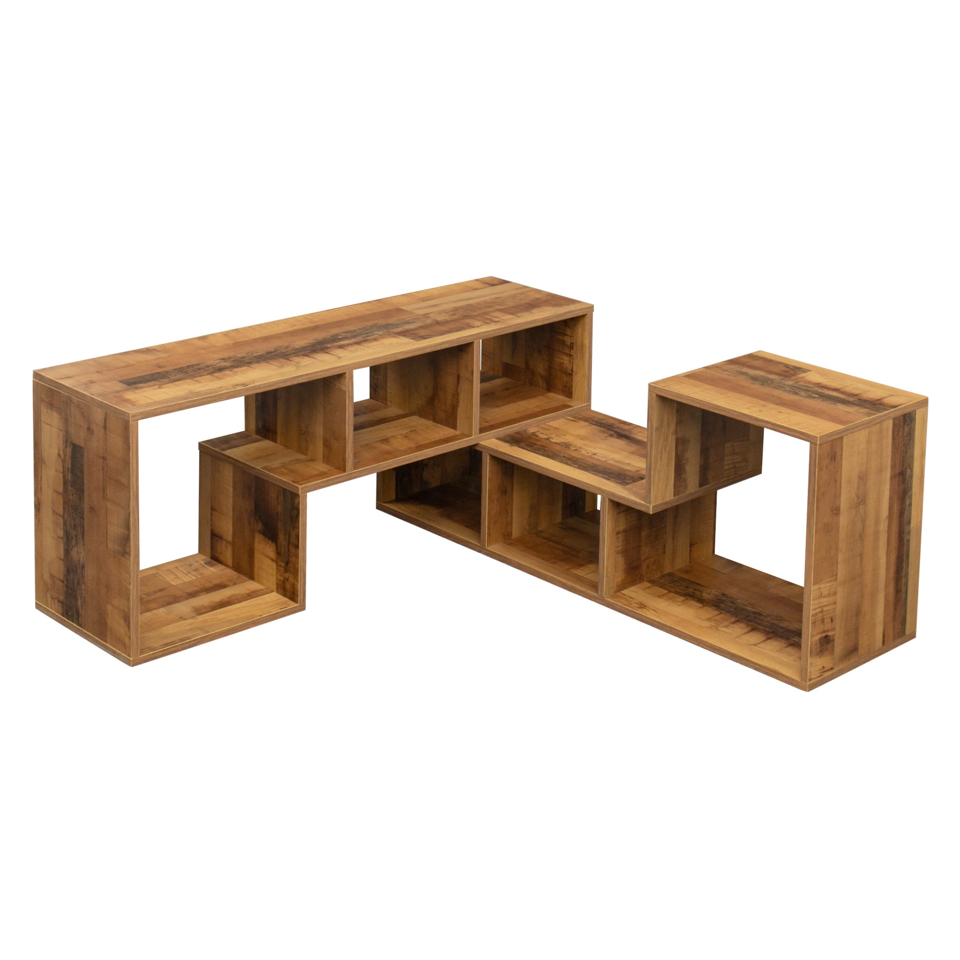 Double L Shaped Oak Tv Stand,Display Shelf ,Bookcase For Home Furniture,Fir Wood Oak Particle Board