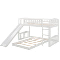 Twin Over Twin Bunk Bed With Slide And Ladder, White Old Sku :Lp000514Aak White Solid Wood