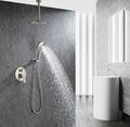 Black Shower System, Ceiling Rainfall Shower Faucet brushed nickel-brass