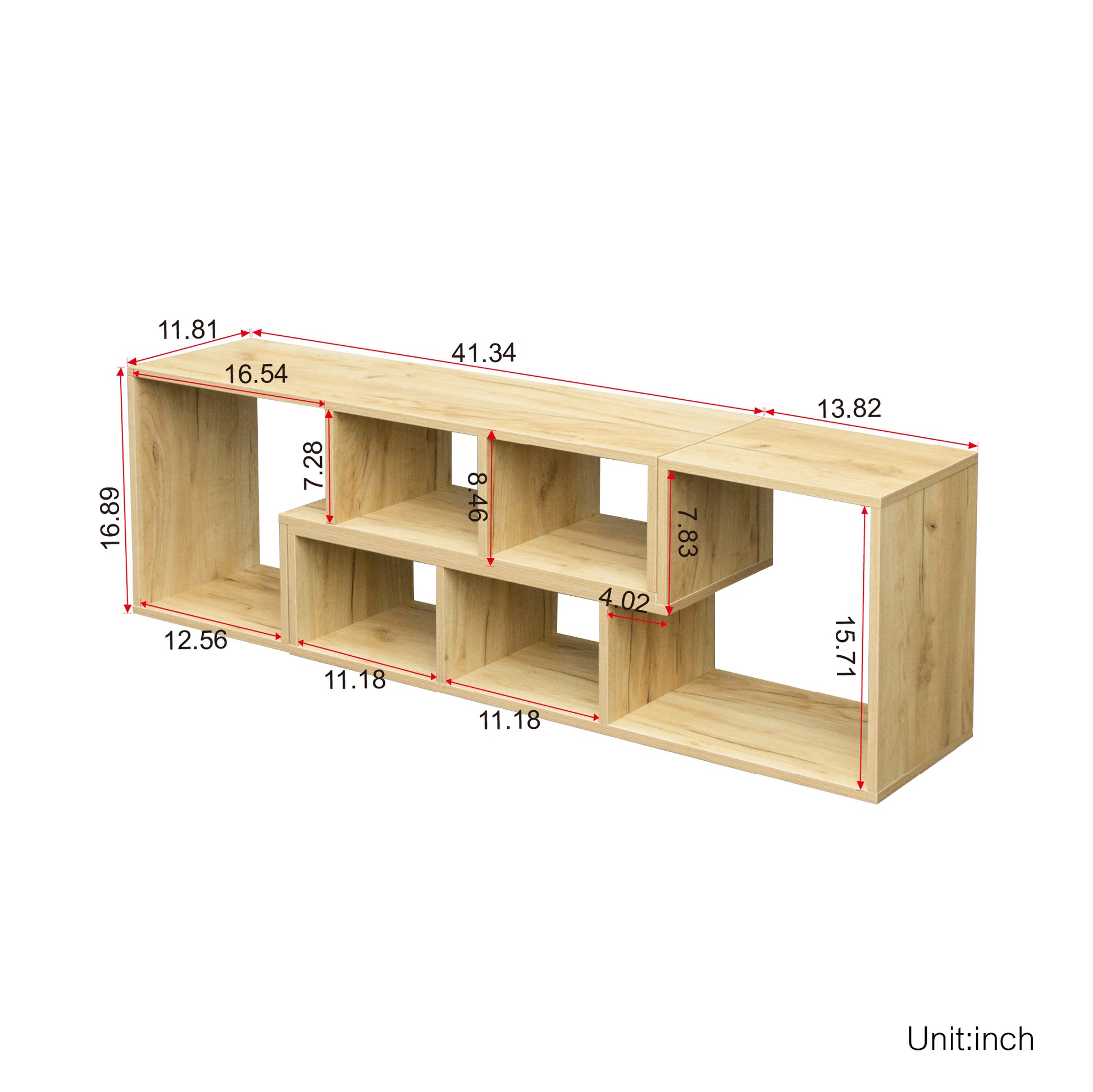 Double L Shaped Oak Tv Stand,Display Shelf ,Bookcase For Home Furniture,Oak Oak Particle Board