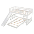 Twin Over Twin Bunk Bed With Slide And Ladder, White Old Sku :Lp000514Aak White Solid Wood