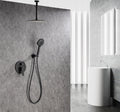 Black Shower System, Ceiling Rainfall Shower Faucet black-brass