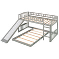 Twin Over Twin Bunk Bed With Slide And Ladder, Gray Old Sku :Lp000514Aae Gray Solid Wood