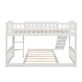 Twin Over Twin Bunk Bed With Slide And Ladder, White Old Sku :Lp000514Aak White Solid Wood