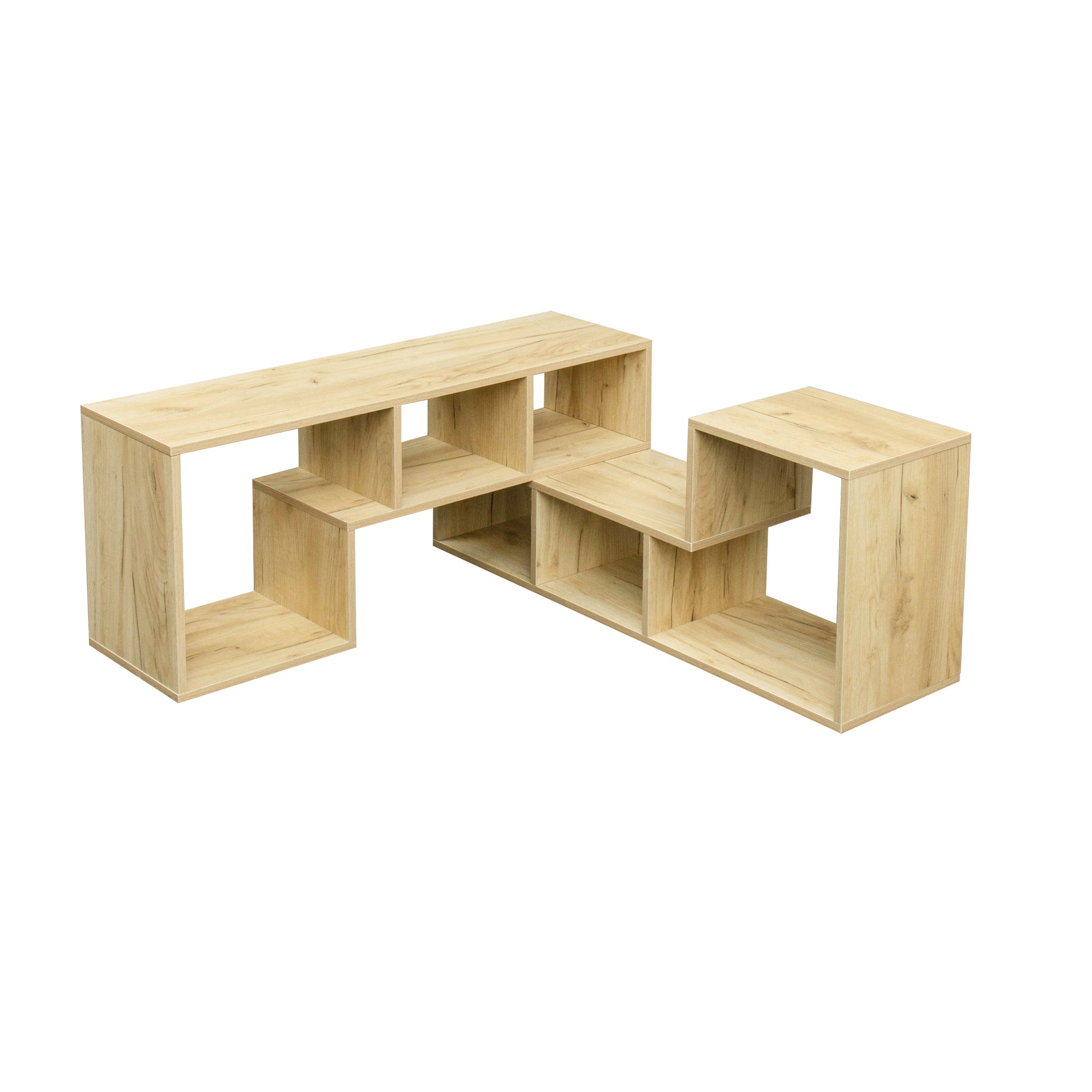 Double L Shaped Oak Tv Stand,Display Shelf ,Bookcase For Home Furniture,Oak Oak Particle Board