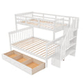 Stairway Twin Over Full Bunk Bed With Drawer, Storage And Guard Rail For Bedroom, Dorm, For Adults, White Color Old Sku :Lp000219Aak White Solid Wood