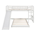 Twin Over Twin Bunk Bed With Slide And Ladder, White Old Sku :Lp000514Aak White Solid Wood