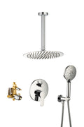 Black Shower System, Ceiling Rainfall Shower Faucet chrome-brass